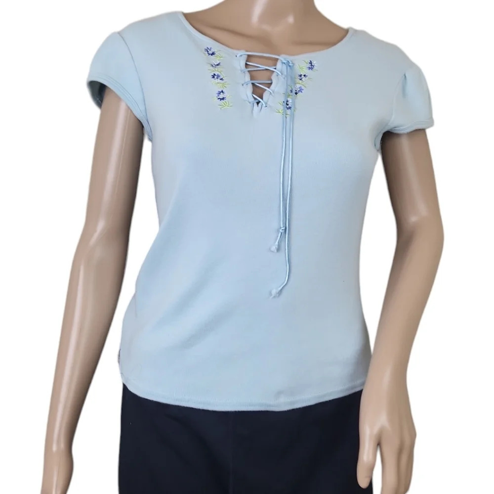 Y2K G.A.S Baby Blue Lace Up Blouse